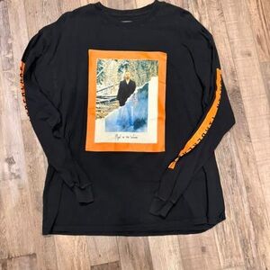 Justin Timberlake Black and Orange Graphic Long Sleeve Shirt